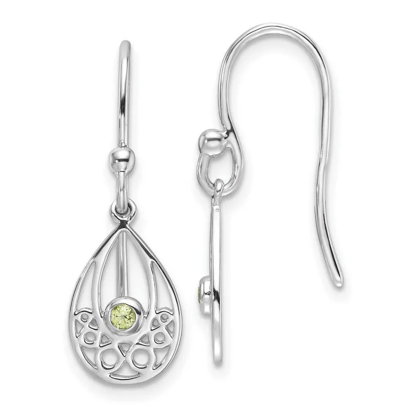 Curata 925 Sterling Silver Rhodium Plated Filigree Peridot Hook Earrings - 26x9mm sold by Zulily