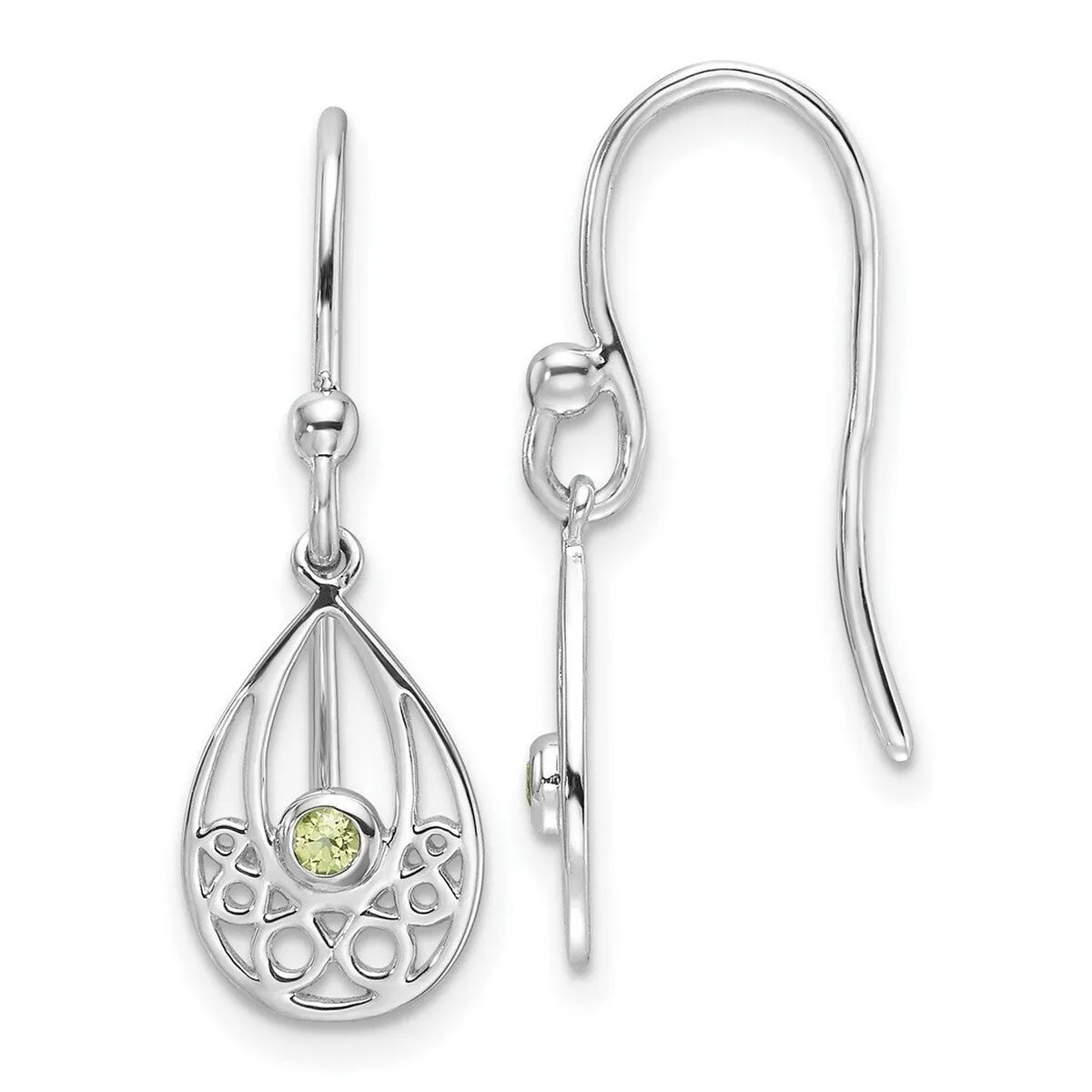 Curata 925 Sterling Silver Rhodium Plated Filigree Peridot Hook Earrings - 26x9mm sold by Zulily