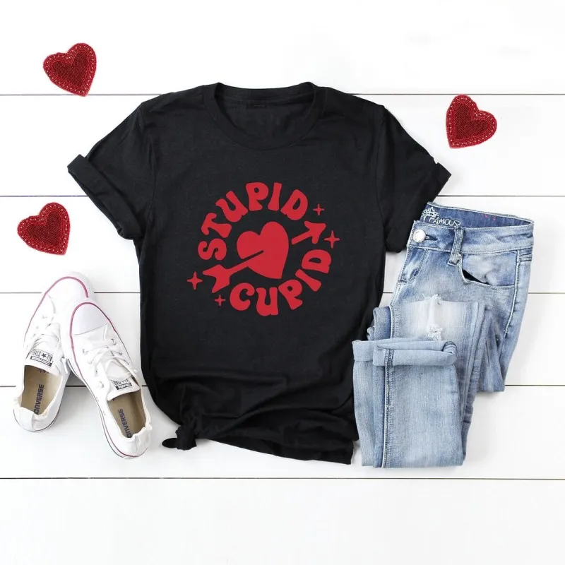Stupid Cupid Short Sleeve Crewnneck Tee sold by Zulily