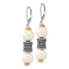 Curata 925 Sterling Silver Leverback Artisan Oxidized With 14k 8/10mm Freshwater Cultured Pearl and Barrel Earrings - sold by Zulily