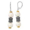 Curata 925 Sterling Silver Leverback Artisan Oxidized With 14k 8/10mm Freshwater Cultured Pearl and Barrel Earrings - sold by Zulily