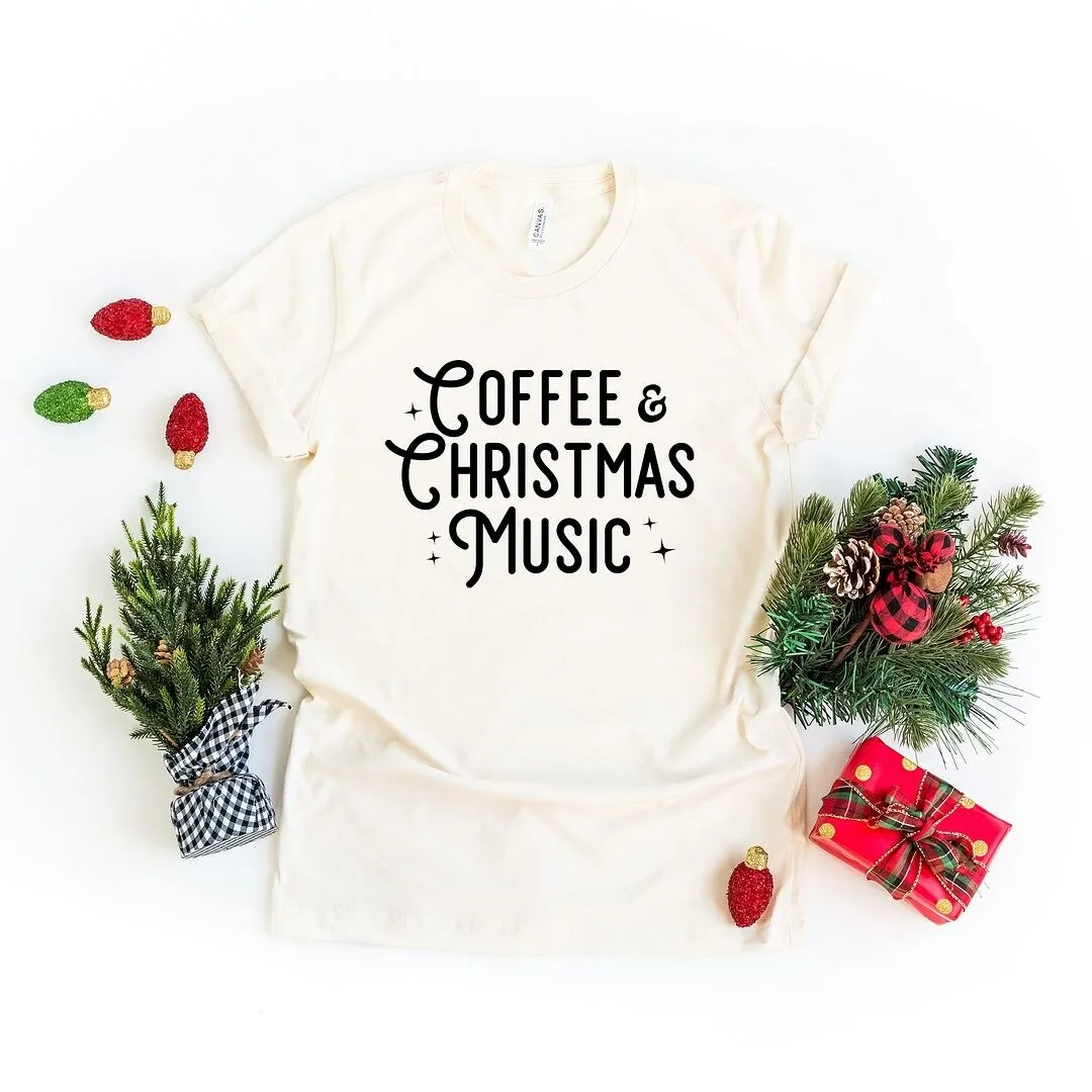 Coffee And Christmas Music Short Sleeve Crewnneck Tee sold by Zulily