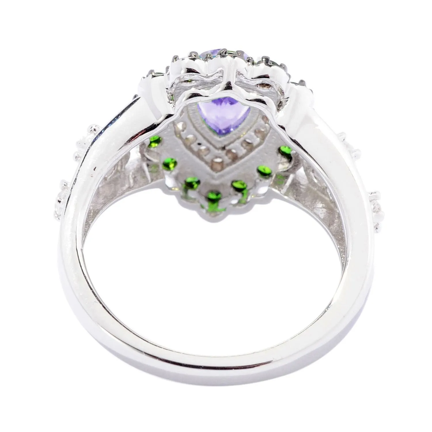 Sterling Silver with Natural Amethyst, Chrome Diopside and White Topaz Teardrop Ring sold by Zulily product image thumbnail 2