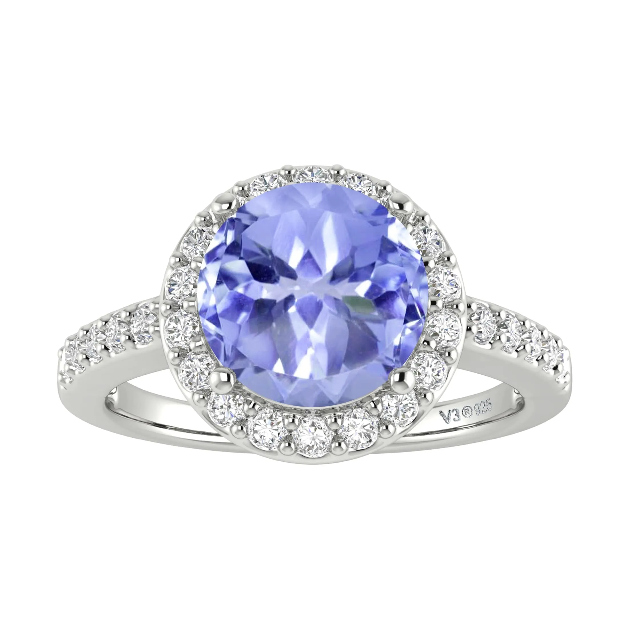 Sterling Silver Natural Tanzanite and White Topaz Halo Ring sold by Zulily