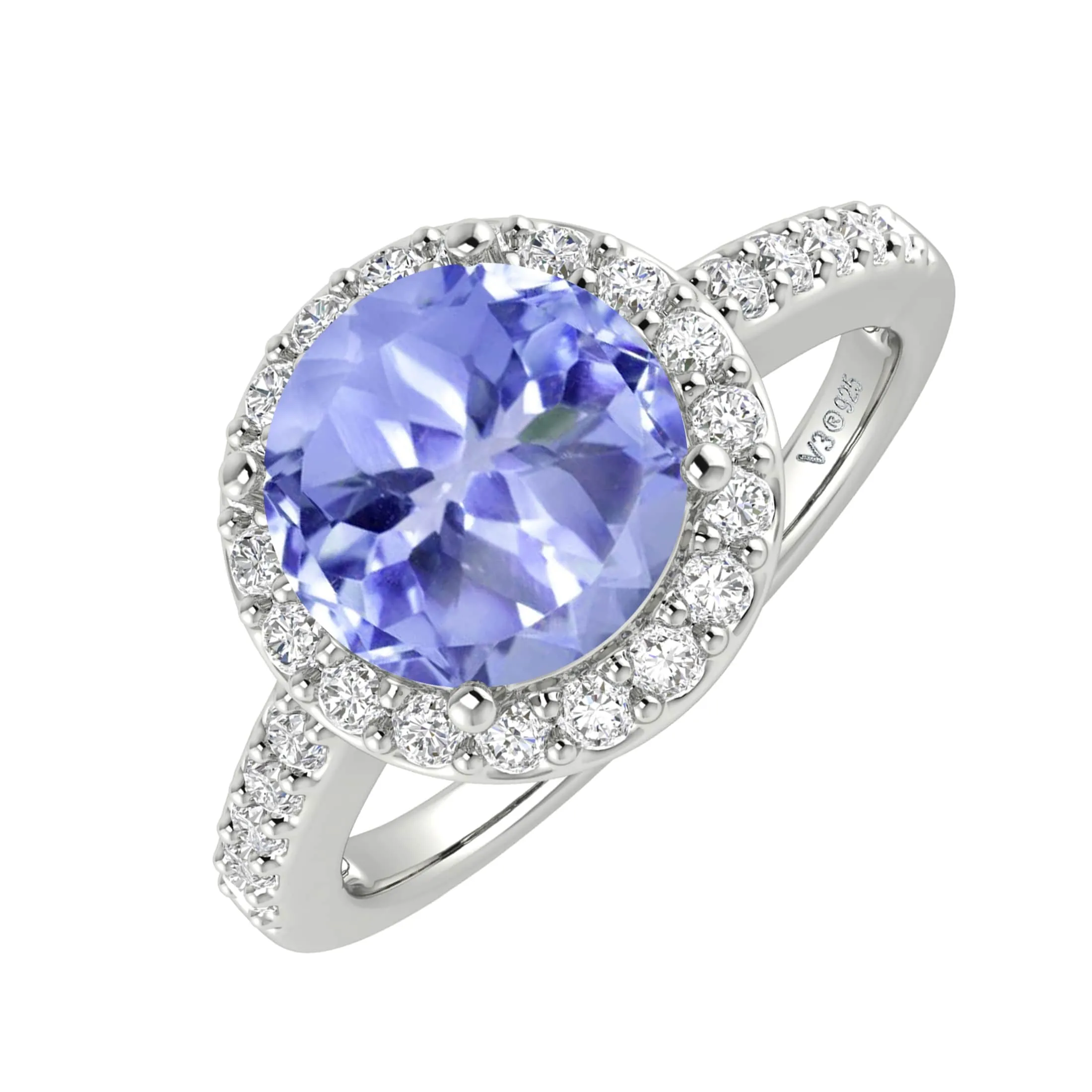 Sterling Silver Natural Tanzanite and White Topaz Halo Ring sold by Zulily product image thumbnail 4
