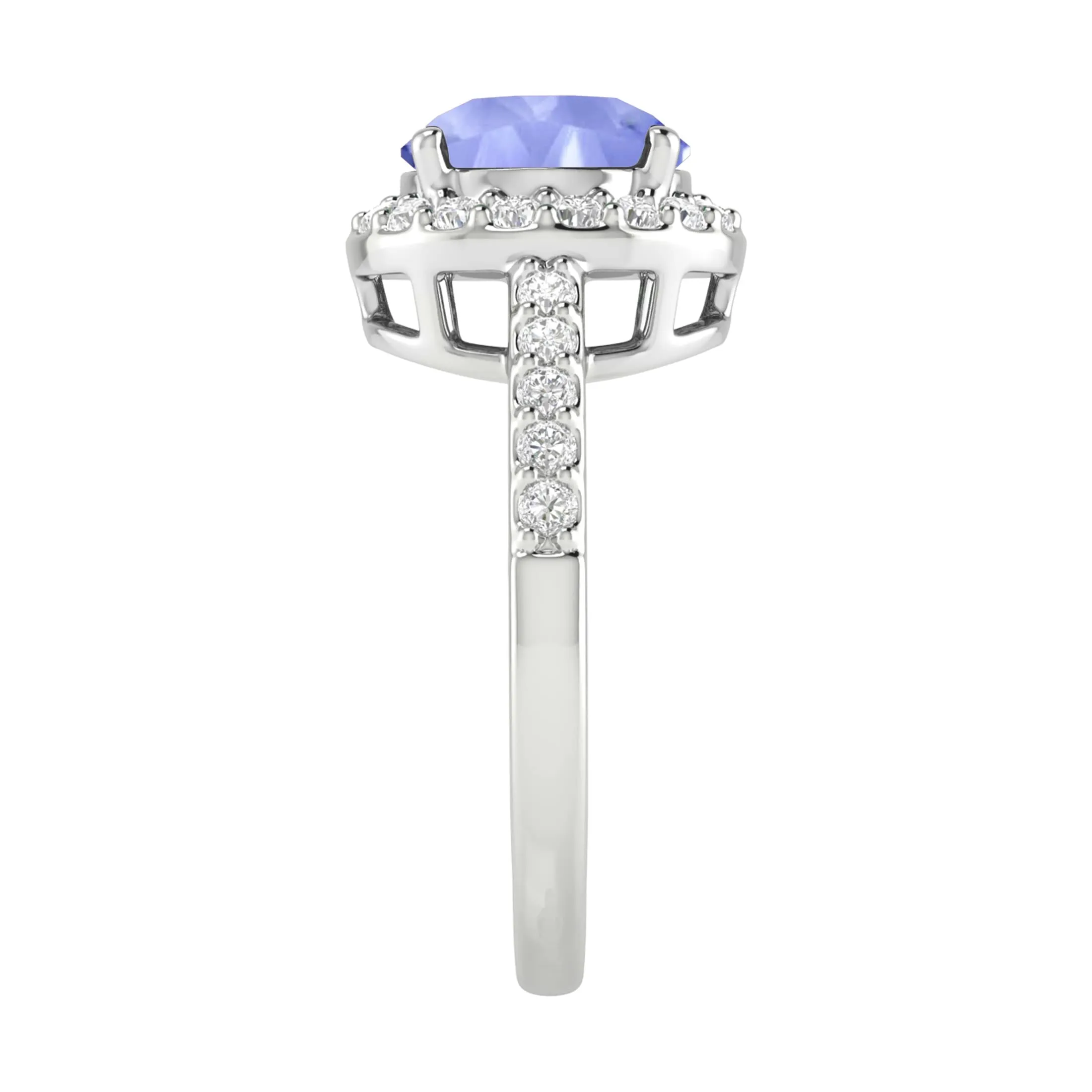Sterling Silver Natural Tanzanite and White Topaz Halo Ring sold by Zulily product image thumbnail 3