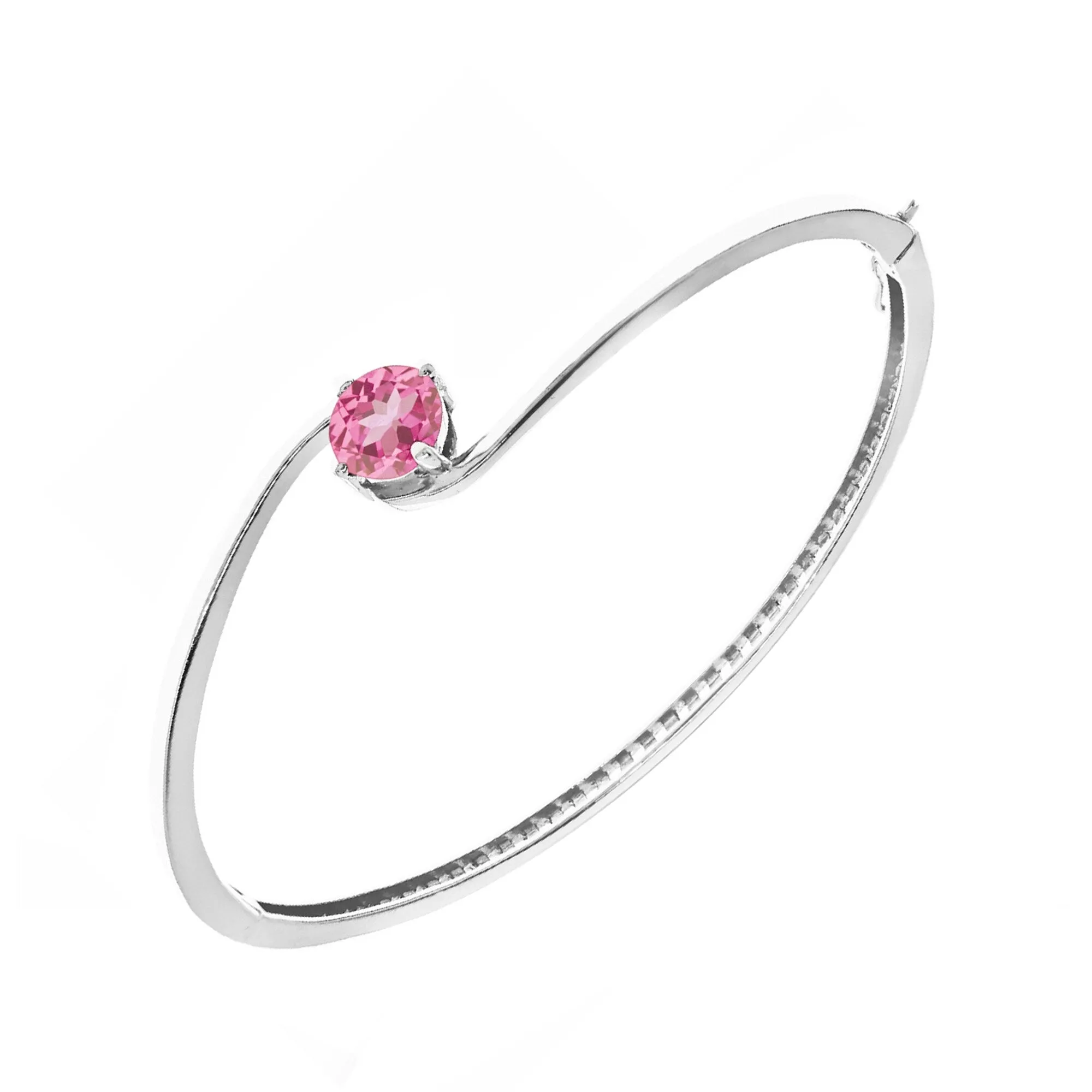 V3 Jewelry 925 Sterling Silver Round Shape Pink Topaz Solitaire Bangle Bracelet-6.5" for Women sold by Zulily product image thumbnail 2