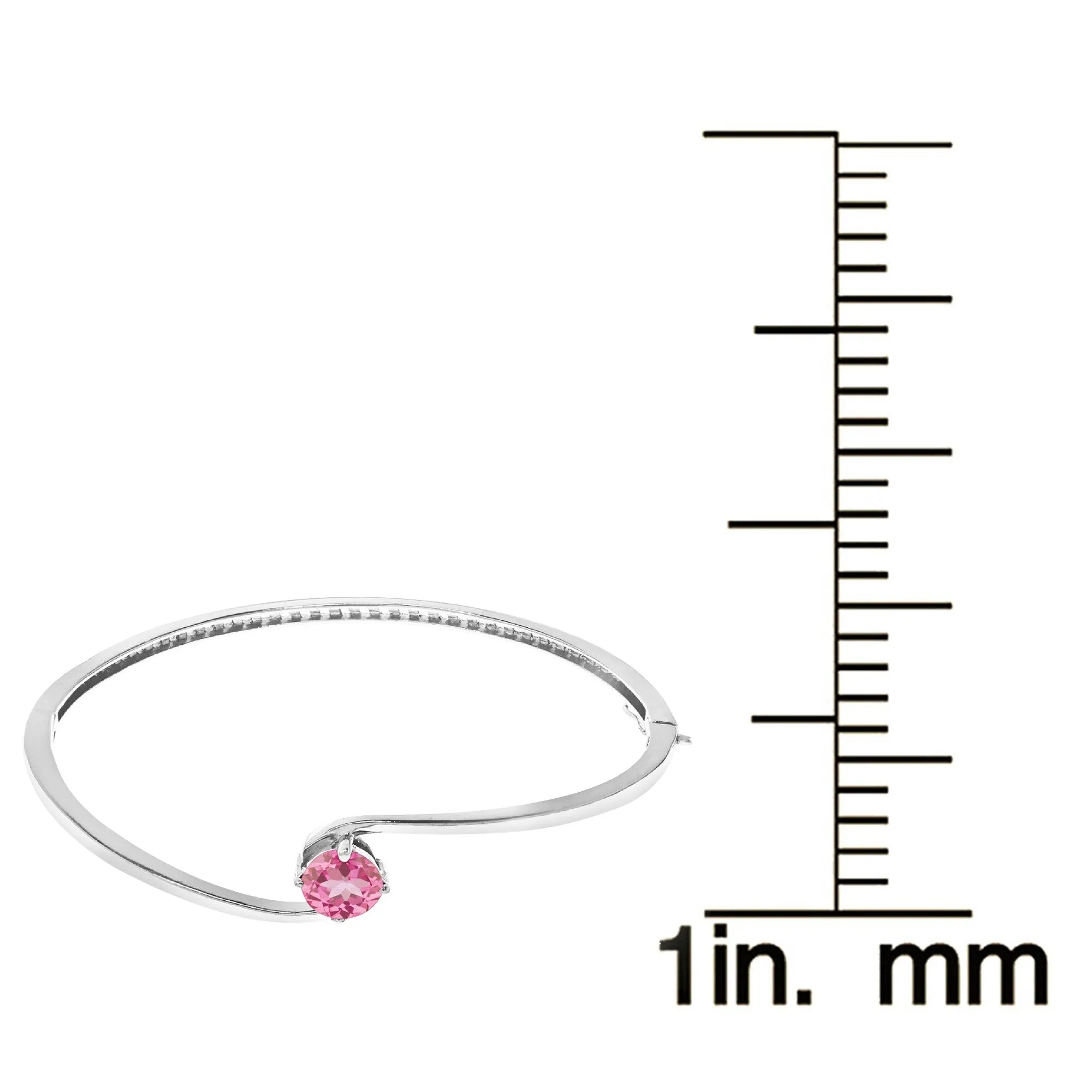 V3 Jewelry 925 Sterling Silver Round Shape Pink Topaz Solitaire Bangle Bracelet-6.5" for Women sold by Zulily product image thumbnail 3
