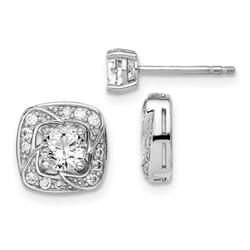 Curata 925 Sterling Silver Rhodium 9.9mm Round Cubic Zirconia Stud and Jacket Earrings sold by Zulily