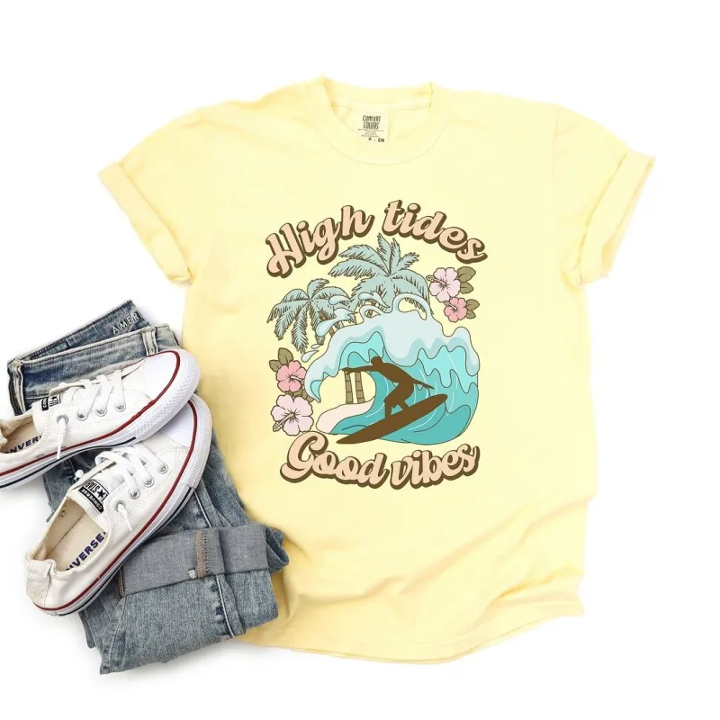 High Tides Good Vibes Wave Garment Dyed Tee sold by Zulily