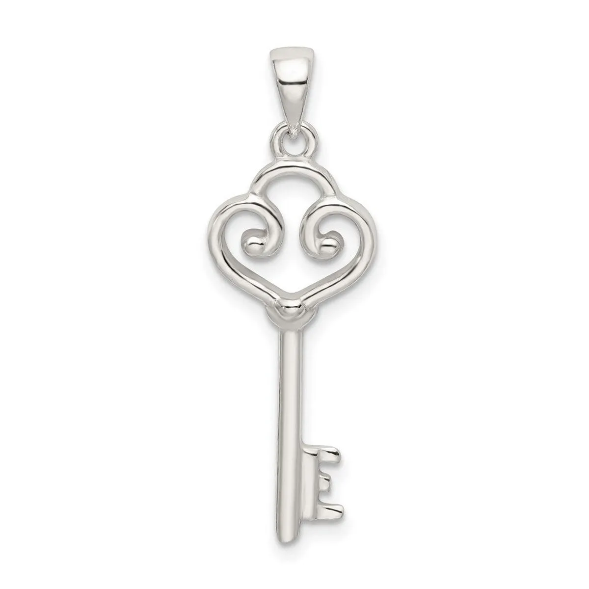 Curata 925 Sterling Silver 18" Polished Heart Key Pendant Necklace sold by Zulily