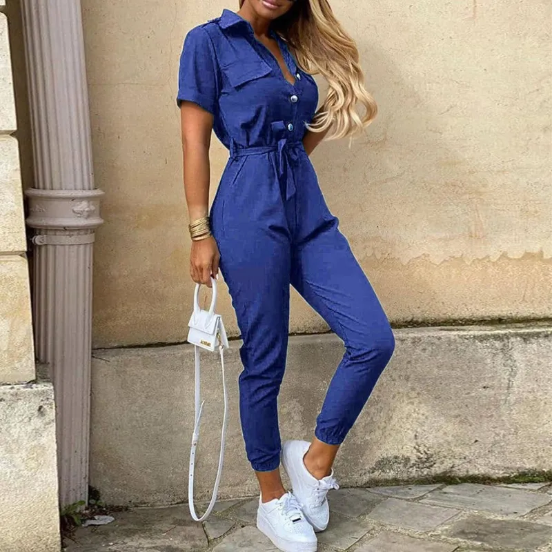 Blue Belted Cargo Jumpsuit sold by Zulily