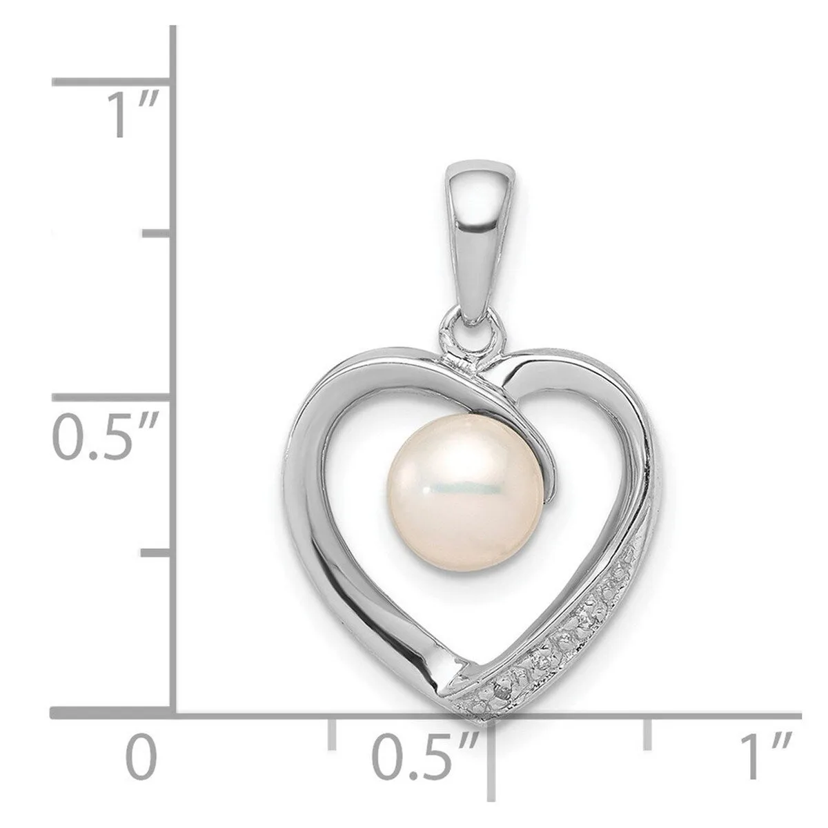Curata 925 Sterling Silver 6mm Freshwater Cultured Pearl and Diamond Heart Pendant Necklace sold by Zulily product image thumbnail 4
