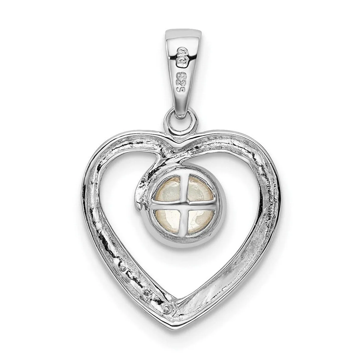 Curata 925 Sterling Silver 6mm Freshwater Cultured Pearl and Diamond Heart Pendant Necklace sold by Zulily product image thumbnail 2