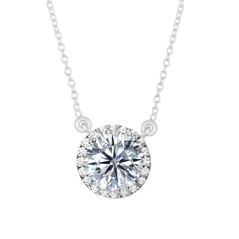 V3 Jewelry Sterling Silver Moissanite and White Topaz Halo Necklace sold by Zulily