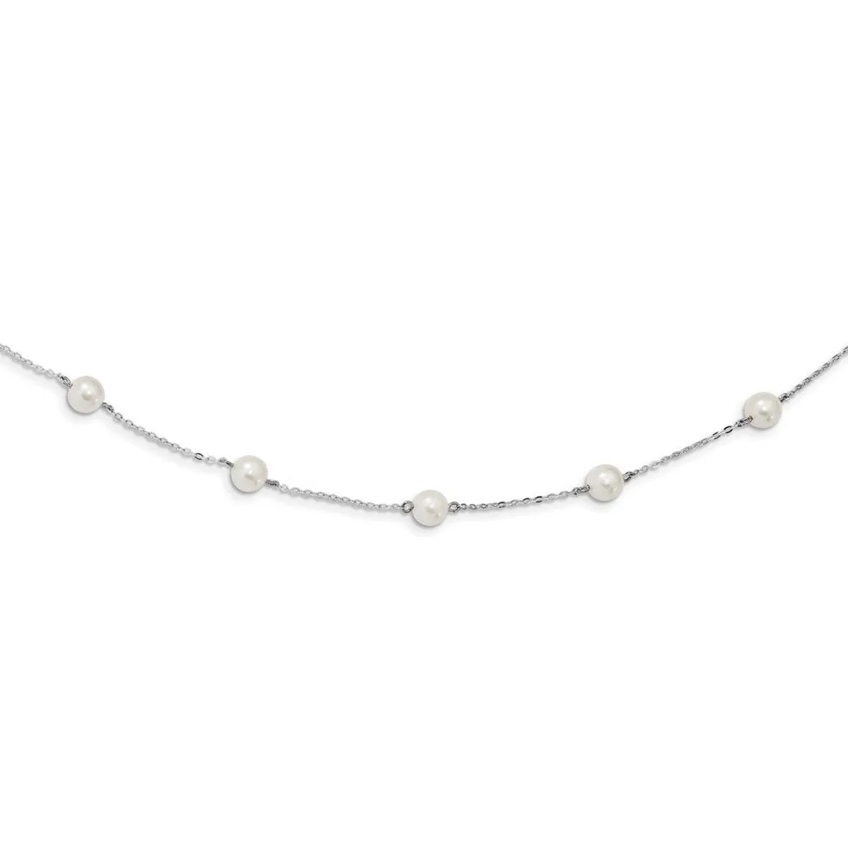 Curata 925 Sterling Silver Lobster Claw Closure and Freshwater Freshwater Cultured Pearl Necklace 7mm sold by Zulily