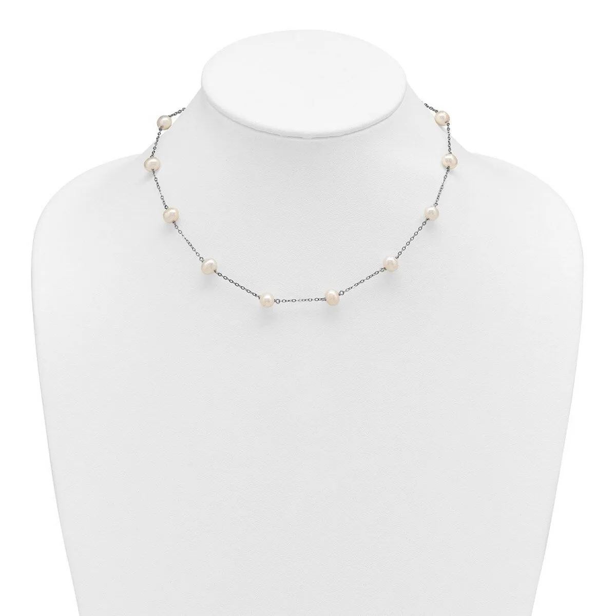 Curata 925 Sterling Silver Lobster Claw Closure and Freshwater Freshwater Cultured Pearl Necklace 7mm sold by Zulily product image thumbnail 2