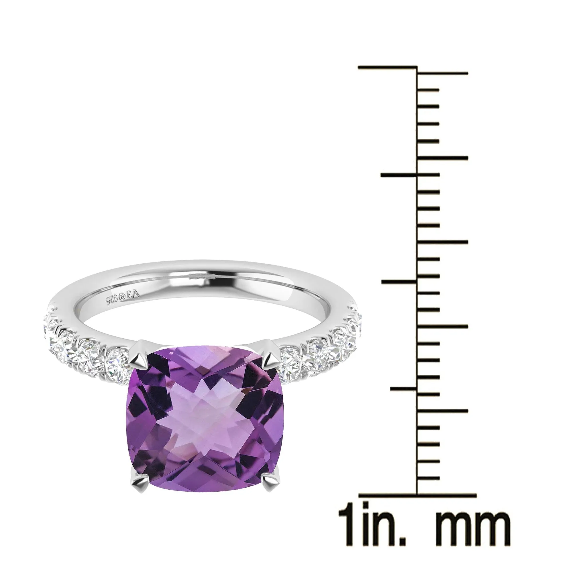 Sterling Silver Natural Amethyst and White Topaz Cushion Cut Solitaire Ring sold by Zulily product image thumbnail 4