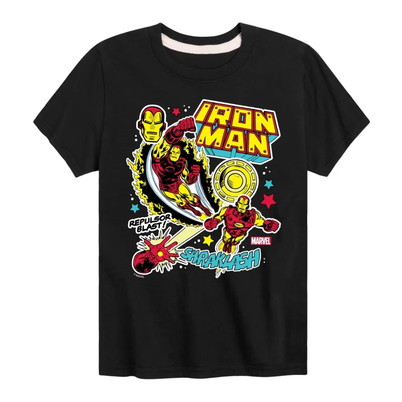 Boys Iron Man Stickers Short Sleeve Tee sold by Zulily