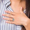 Curata 925 Sterling Silver Polished Rhodium Light Swiss Blue Topaz and Diamond Ring 2mm sold by Zulily