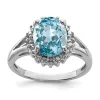 Curata 925 Sterling Silver Polished Rhodium Light Swiss Blue Topaz and Diamond Ring 2mm sold by Zulily