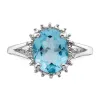 Curata 925 Sterling Silver Polished Rhodium Light Swiss Blue Topaz and Diamond Ring 2mm sold by Zulily
