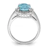 Curata 925 Sterling Silver Polished Rhodium Light Swiss Blue Topaz and Diamond Ring 2mm sold by Zulily