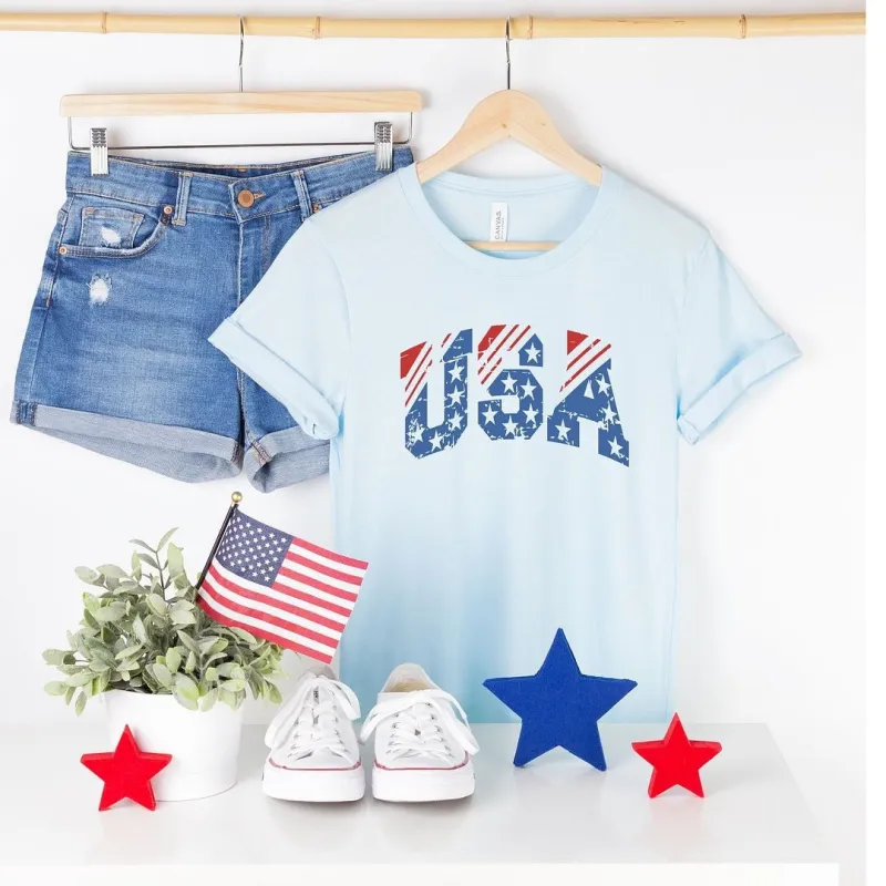USA Distressed Short Sleeve Crewnneck Tee made by Zulily