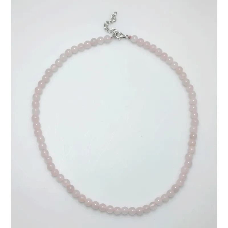 Sterling Silver Natural Rose Quartz Bead Strand Necklace sold by Zulily