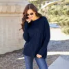 Dark Blue Ribbed Round Neck Long Sleeve Knit Top sold by Zulily