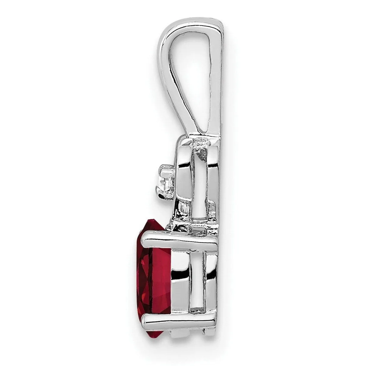 Curata 925 Sterling Silver Created Ruby and Diamond Pendant Necklace 16x5mm sold by Zulily product image thumbnail 3