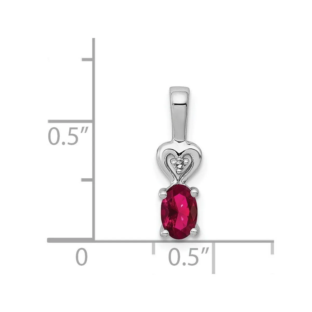 Curata 925 Sterling Silver Created Ruby and Diamond Pendant Necklace 16x5mm sold by Zulily product image thumbnail 4