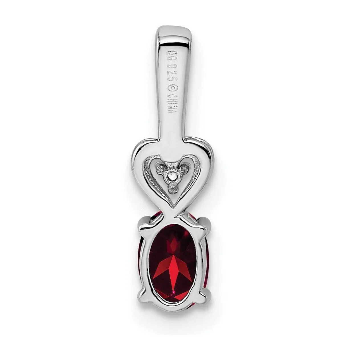 Curata 925 Sterling Silver Created Ruby and Diamond Pendant Necklace 16x5mm sold by Zulily product image thumbnail 2