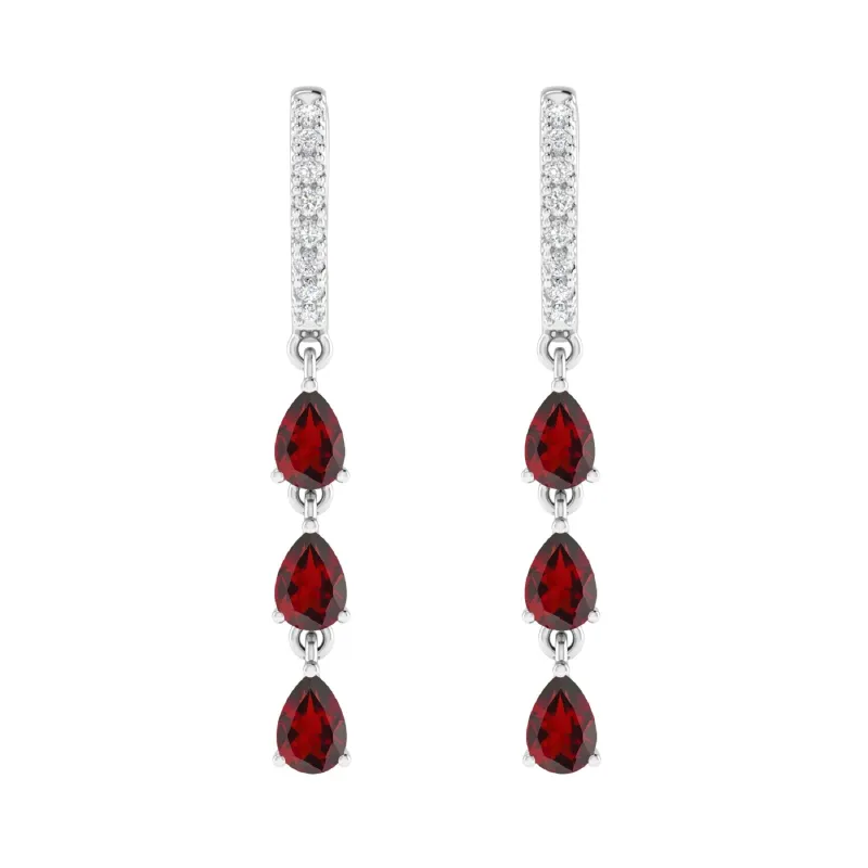 Sterling Silver with Natural Garnet and White Topaz Dangle Earrings sold by Zulily