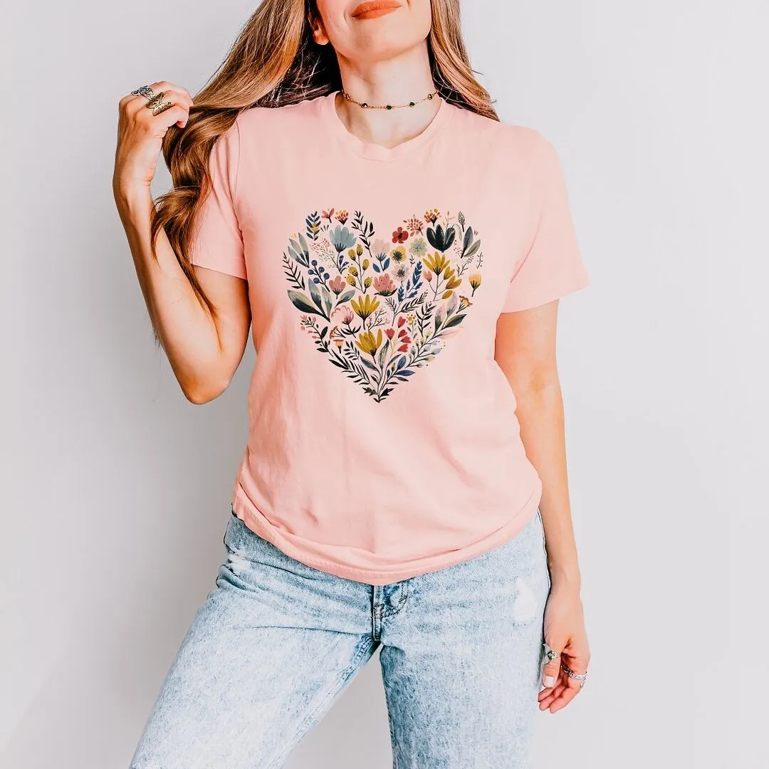 Heart Floral Short Sleeve Crewnneck Tee sold by Zulily product image thumbnail 3