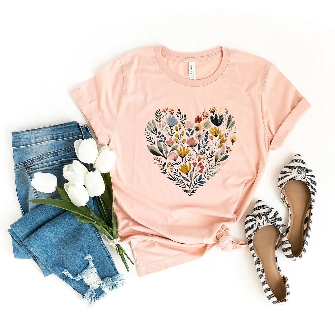 Heart Floral Short Sleeve Crewnneck Tee sold by Zulily