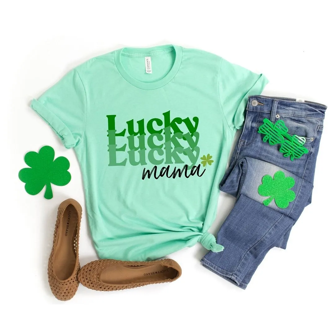 Lucky Mama Stacked Short Sleeve Crewnneck Tee sold by Zulily