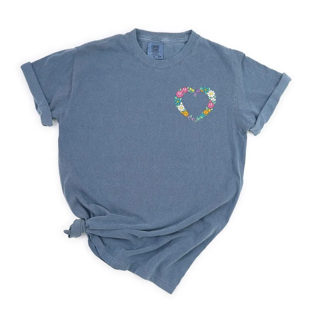 Embroidered Small Floral Heart Garment Dyed Tee sold by Zulily product image thumbnail 2
