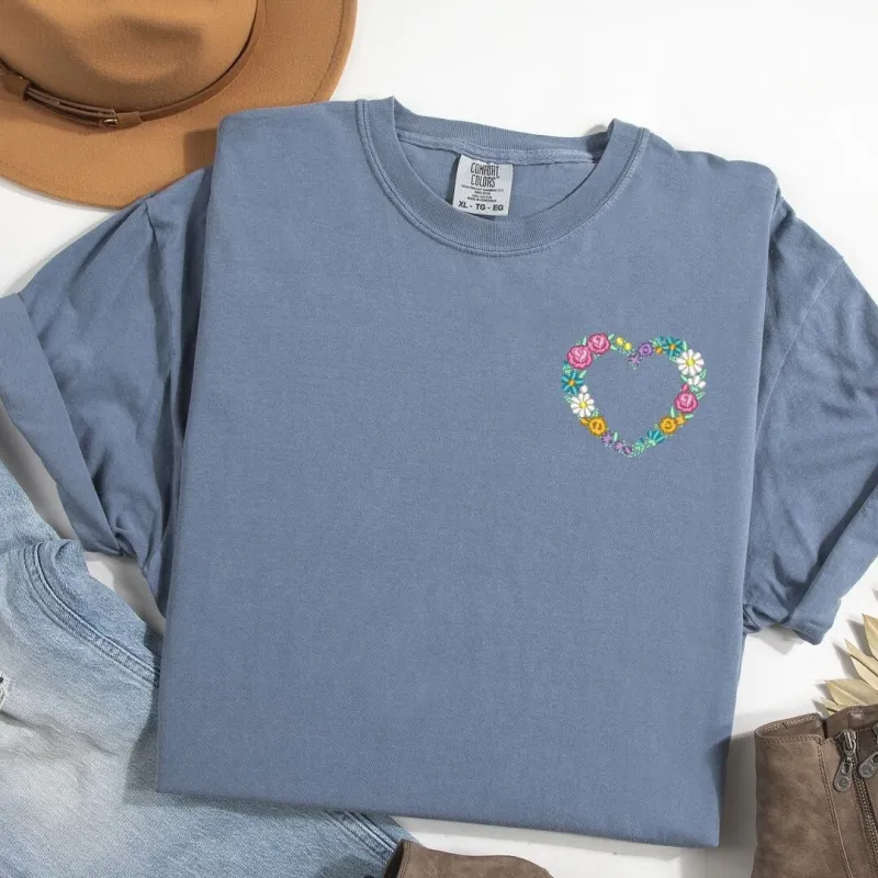 Embroidered Small Floral Heart Garment Dyed Tee sold by Zulily