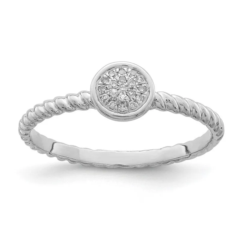 Curata 925 Sterling Silver Polished White Diamond Stackable Ring 2mm sold by Zulily