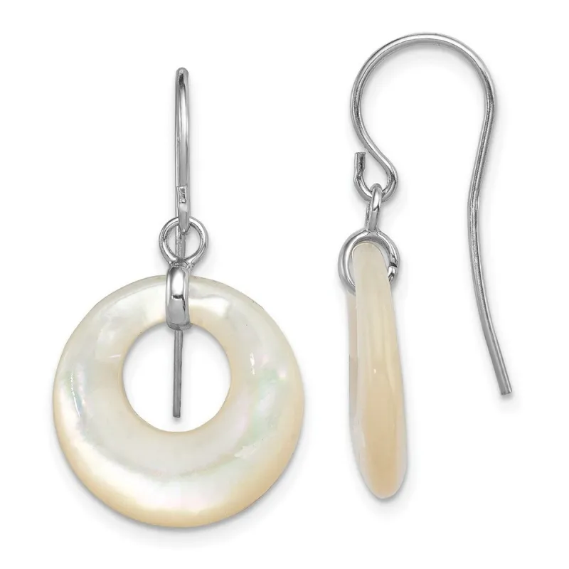 Curata 925 Sterling Silver Dangle Shepherd hook Simulated Mother of Pearl Earrings - 33x17mm sold by Zulily