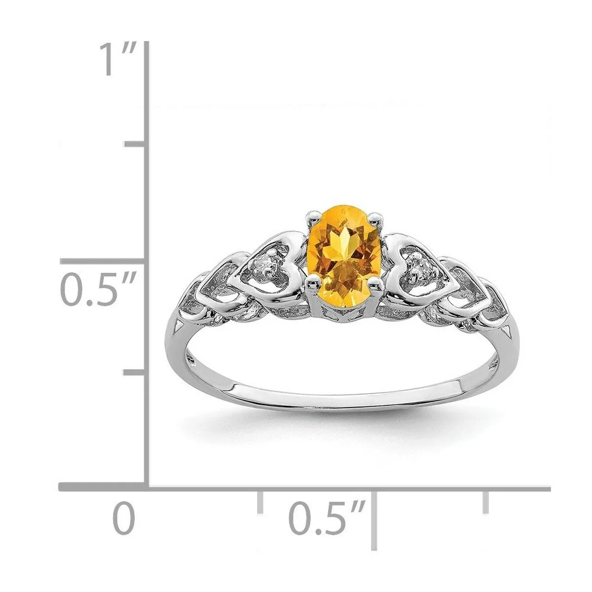 Curata 925 Sterling Silver Polished Citrine and Diamond Ring 2mm sold by Zulily product image thumbnail 5