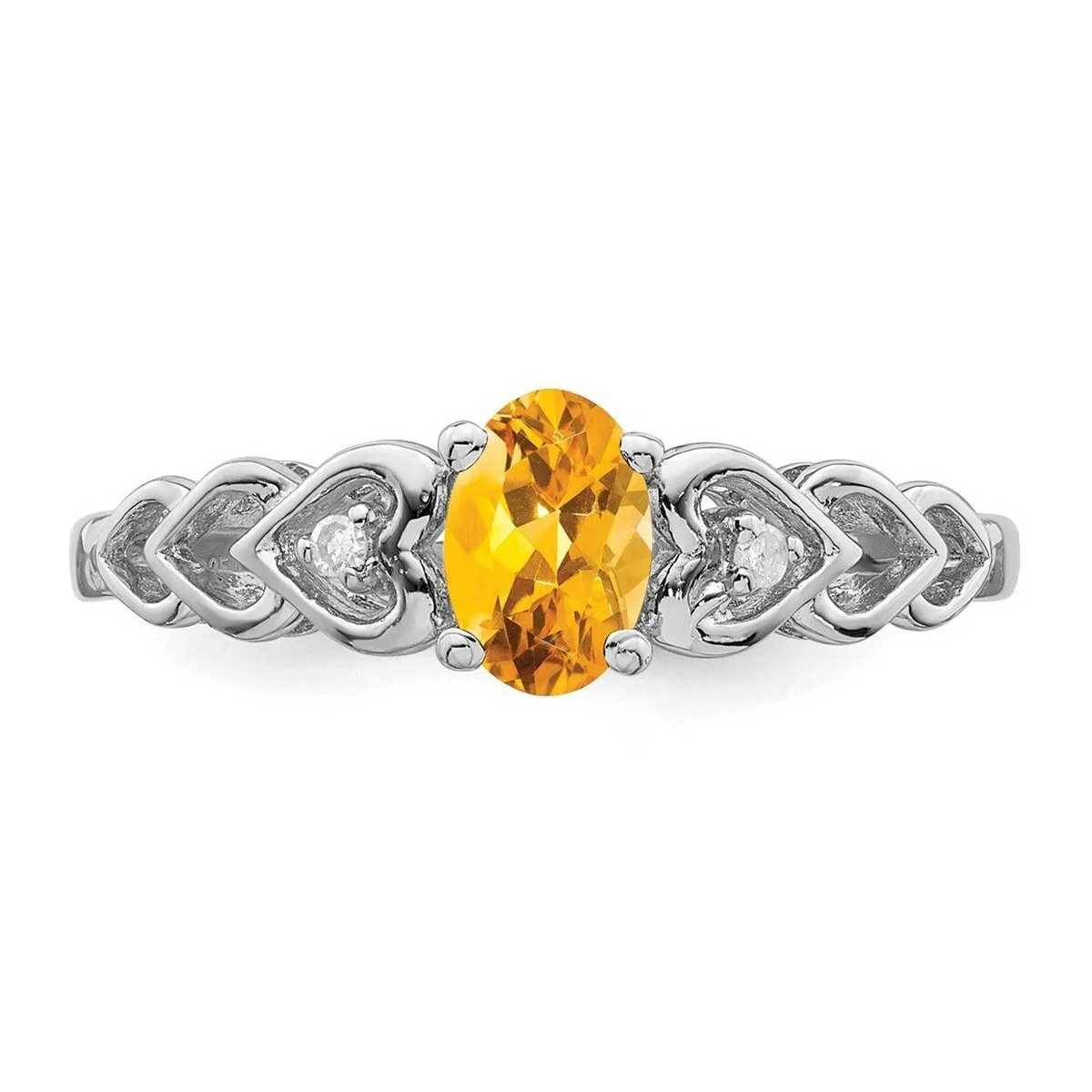 Curata 925 Sterling Silver Polished Citrine and Diamond Ring 2mm sold by Zulily product image thumbnail 4