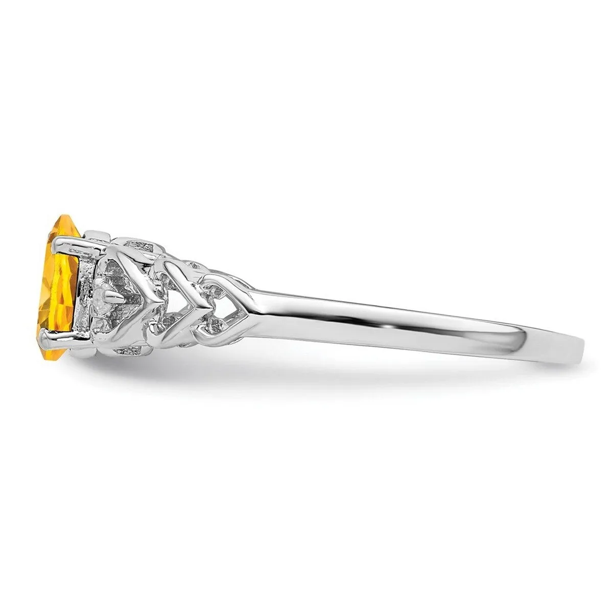 Curata 925 Sterling Silver Polished Citrine and Diamond Ring 2mm sold by Zulily product image thumbnail 3