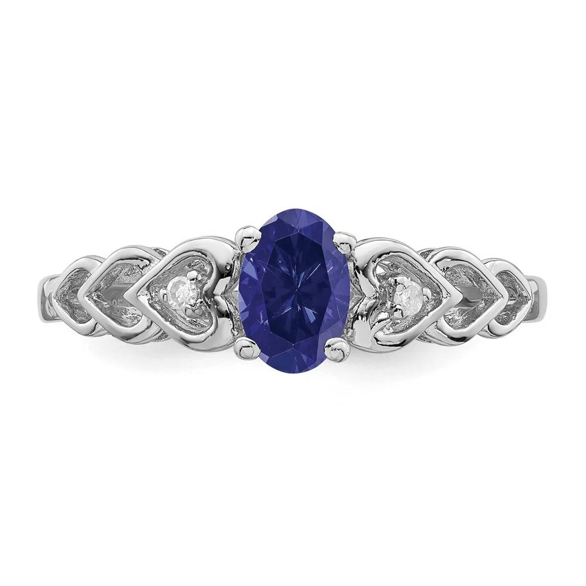 Curata 925 Sterling Silver Polished Created Sapphire and Diamond Ring 2mm sold by Zulily product image thumbnail 4