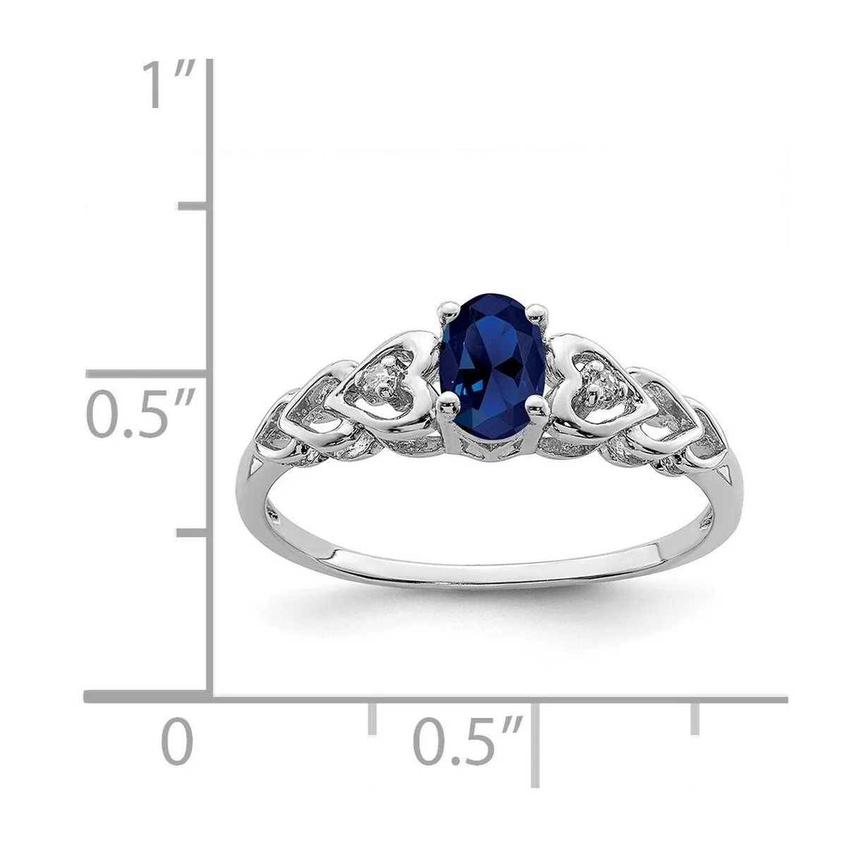 Curata 925 Sterling Silver Polished Created Sapphire and Diamond Ring 2mm sold by Zulily product image thumbnail 5