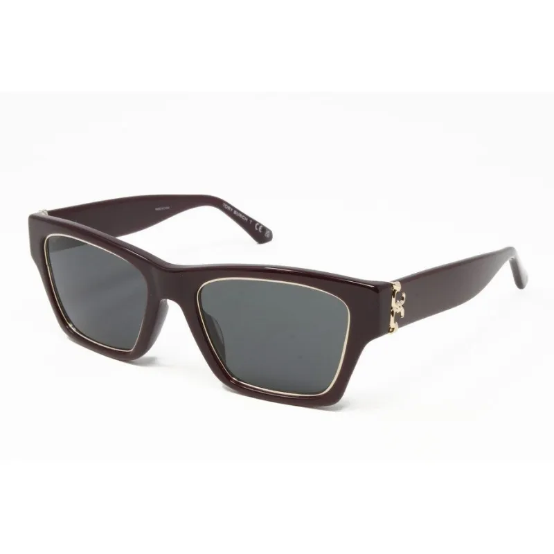 Oxblood Plastic Frame Sunglasses Grey Lens made by Tory Burch