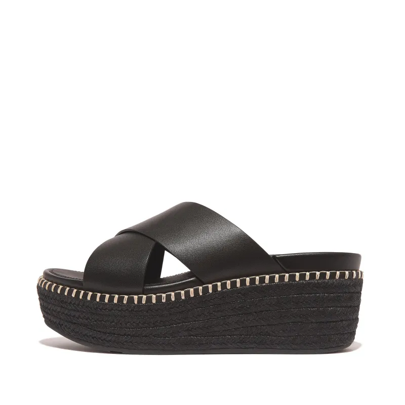 ELOISE Espadrille Leather Wedge Cross Slides sold by Zulily