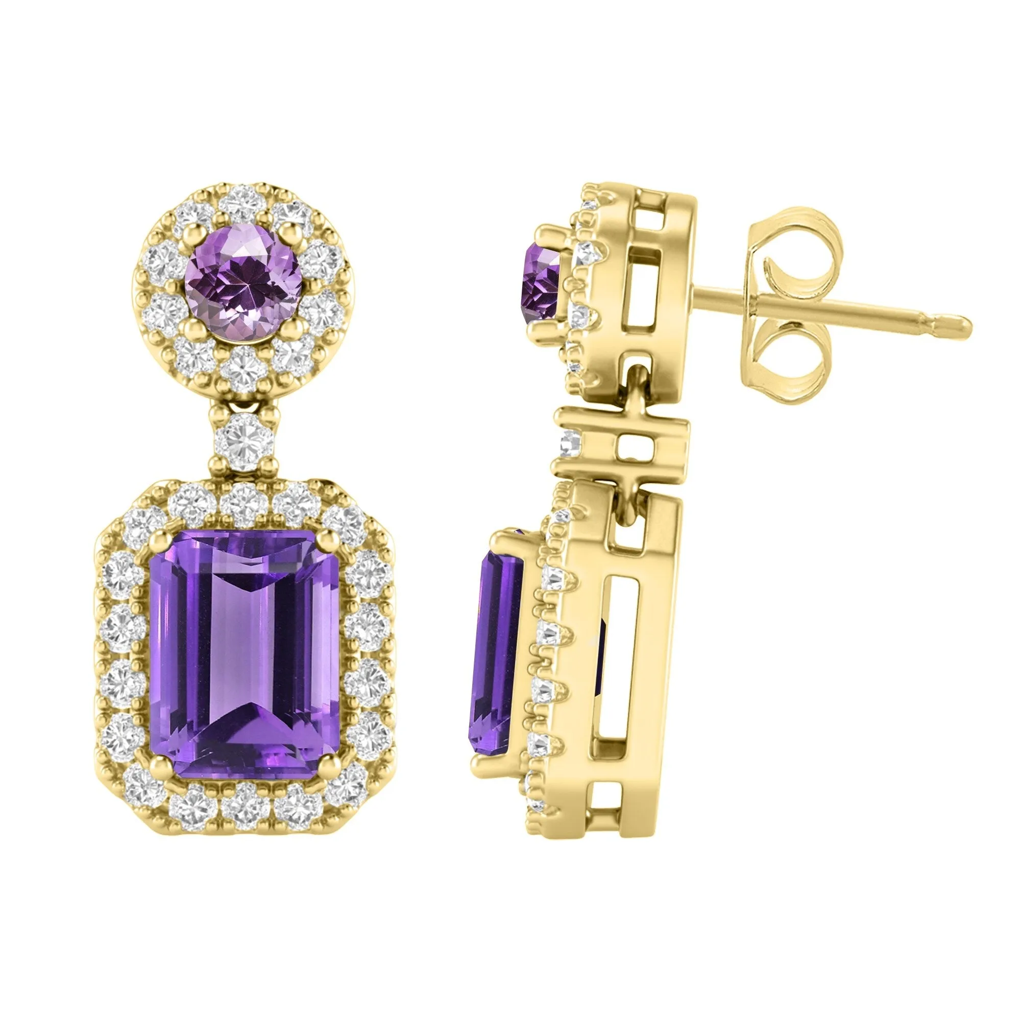 V3 Jewelry Gold Over Sterling Silver Natural Amethyst and White Topaz Dangle Earrings sold by Zulily product image thumbnail 2