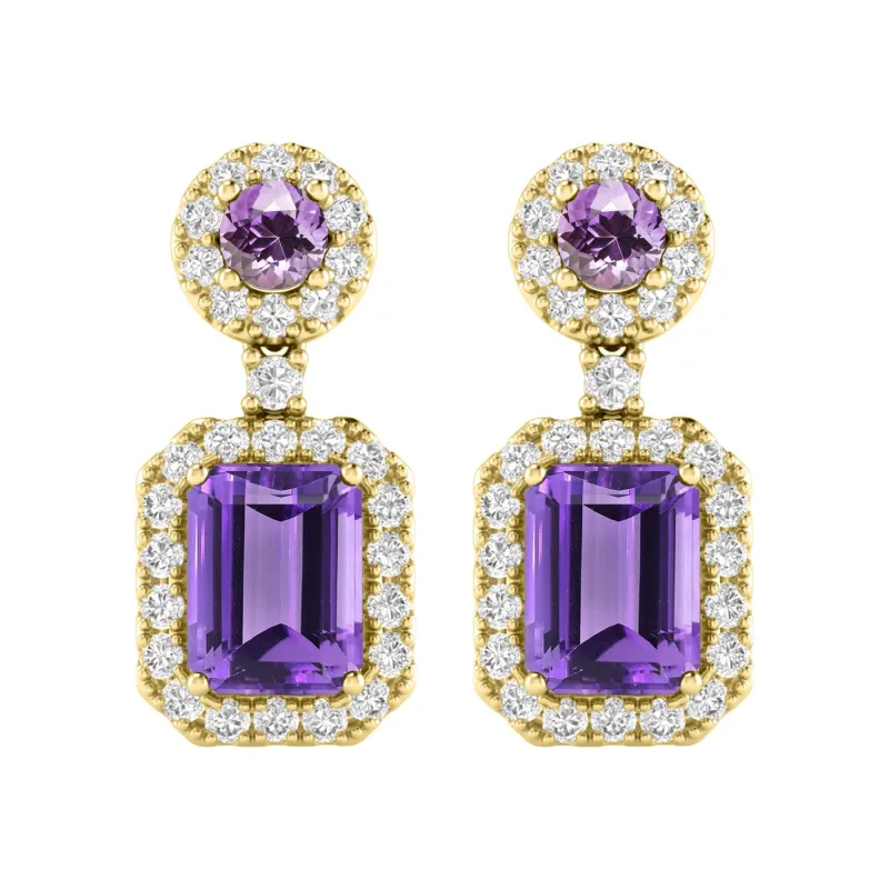 V3 Jewelry Gold Over Sterling Silver Natural Amethyst and White Topaz Dangle Earrings sold by Zulily